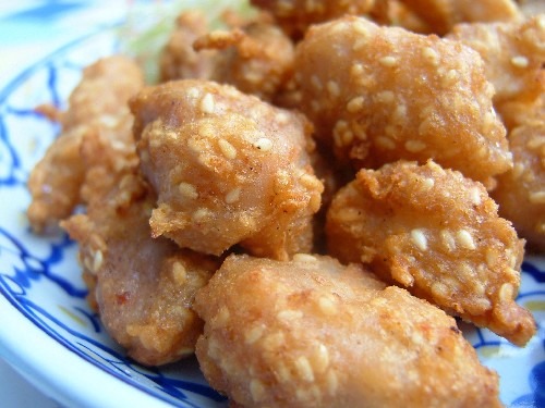 อาหารเจ เห็ดทอดซอสมะขามเจ