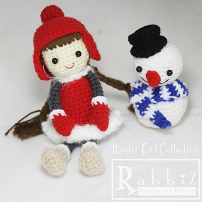 Amigurumi Winter Girl and Her Snowman