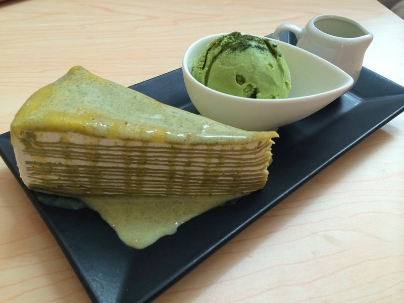 crepe and cold greentea
