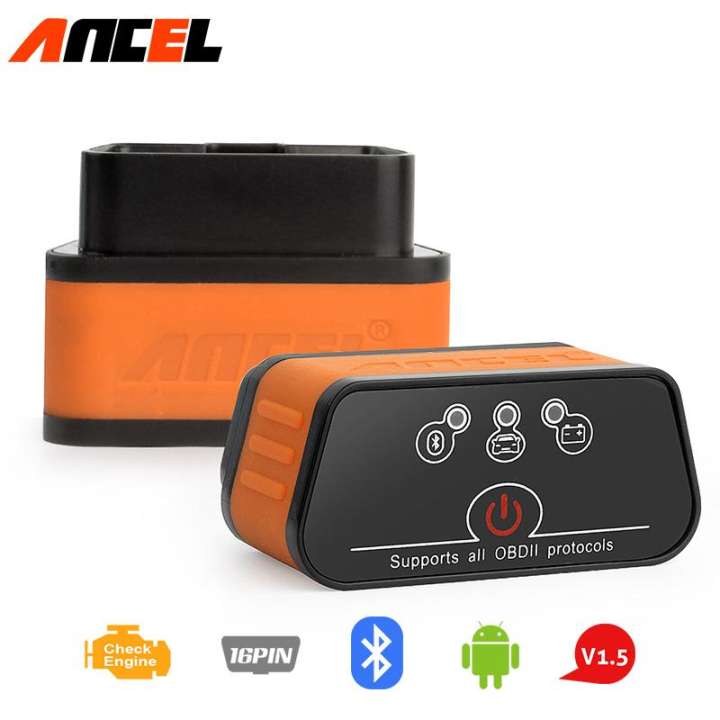 เครื่องสแกนรถยนต์ Ancel icar2 OBD2 ELM327 V1.5 ตัวแปลงบลูทูธยานยนต์สแกนเนอร์ ELM 327 รถเครื่องอ่านโค้ดข้อผิดพลาด ODB2 ELM327