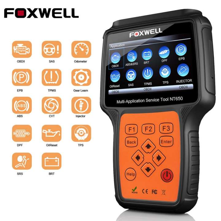 เครื่องสแกนรถยนต์ FOXWELL NT650 OBD2 เครื่องสแกนเนอร์ ABS OBD 2 ODB2 รถเครื่องมือการวินิจฉัยอัตโนมัติ OBD2 Scanner