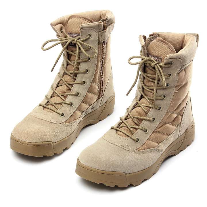 ͧԹ Mens Lace Up Strappy Military Combat Boots Round Toe Winter Hiking Shoes Sports Outdoors Shoes