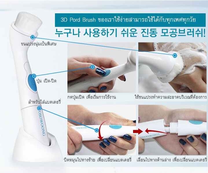 ѵ觡ҧ˹Ҵçҧ˹Ẻ 3 Ե 3D Smart Clean Pore Brush