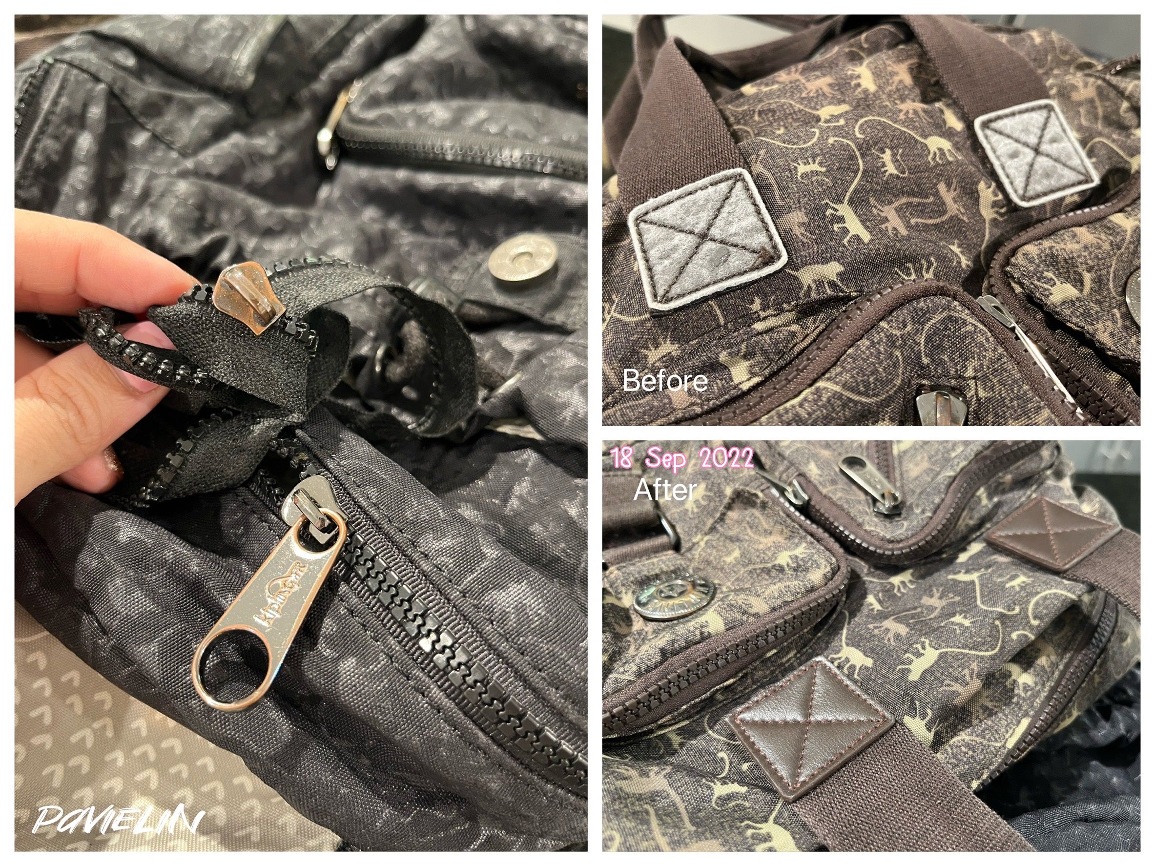 รีวิว ส่งกระเป๋า Kipling ไปซ่อมที่ Mr.Bag Fix (หูหิ้ว กุ้นขอบหนัง PU เก่า ลอก หมดสภาพ)