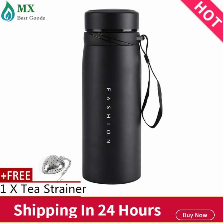 Stainless Steel Water Thermos Cup Tea Coffee Travel Drink Bottle (Black)
