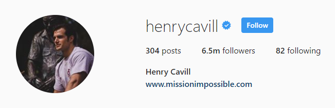 Henry Cavill Instagram Page
