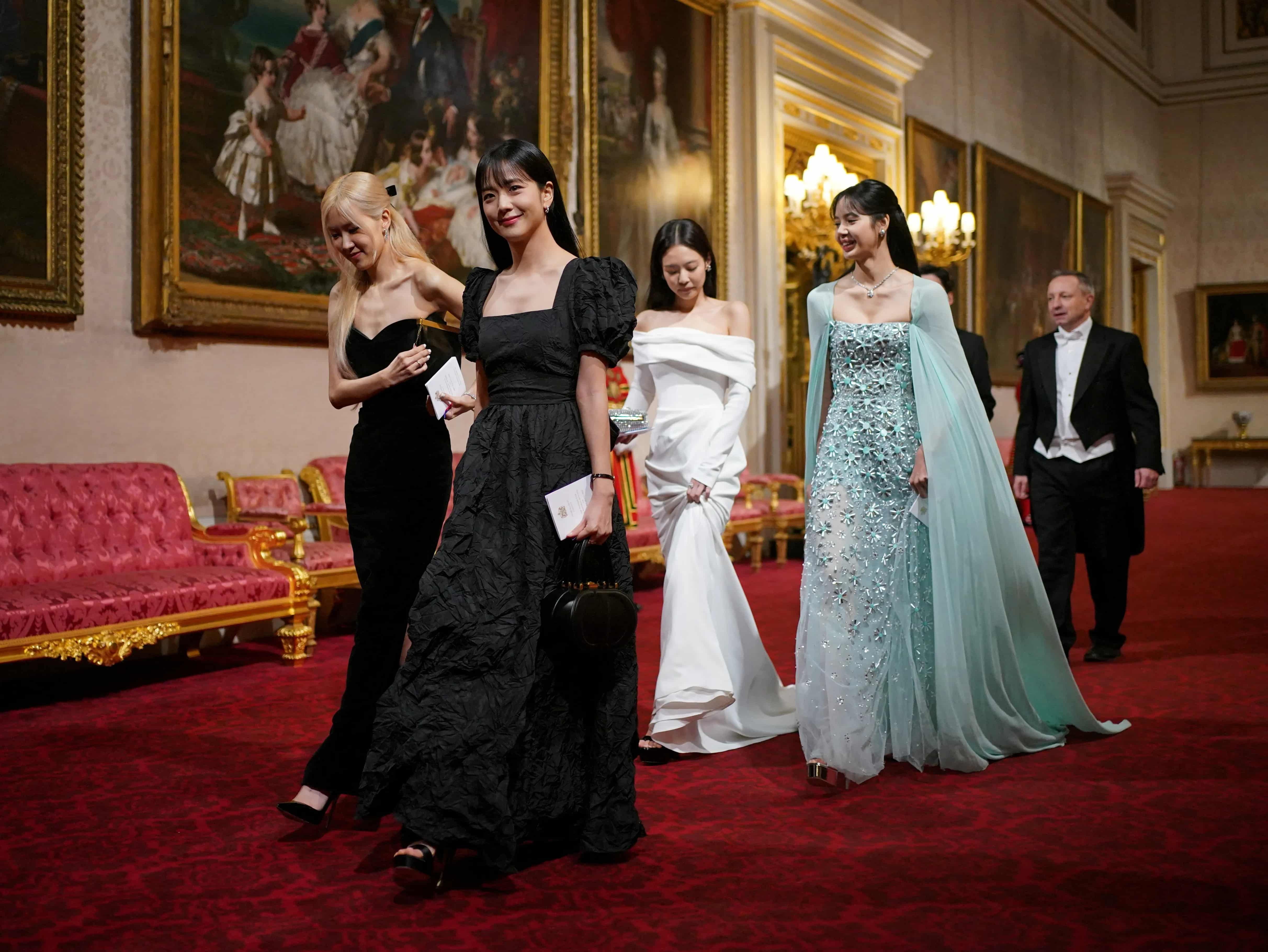 The members of Blackpink hit the palace in regal gowns as they attended a state banquet in honor of South Koreas president Tuesday night. via REUTERS