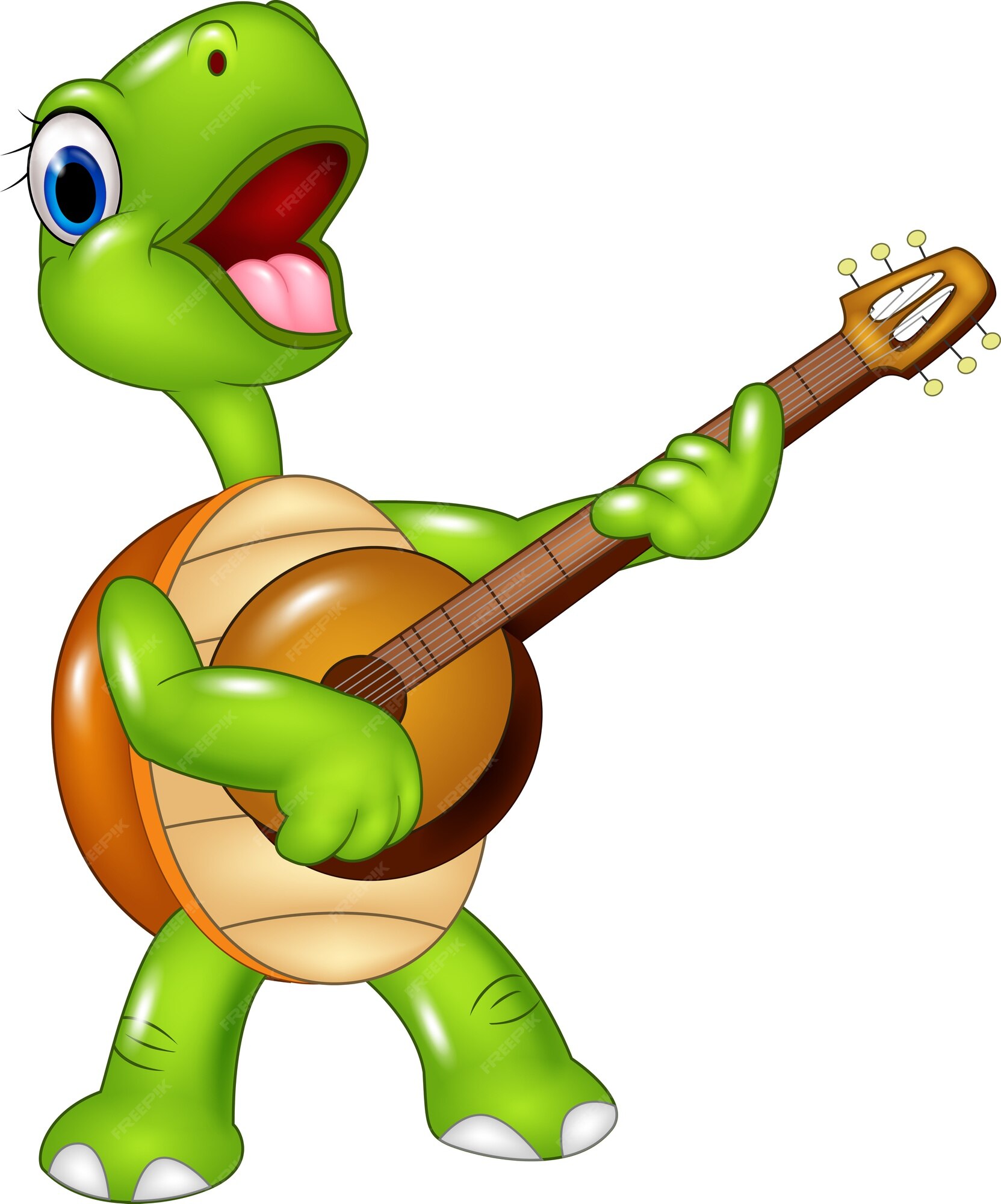 Cartoon turtle holding a guitar | freepik - tigatelu