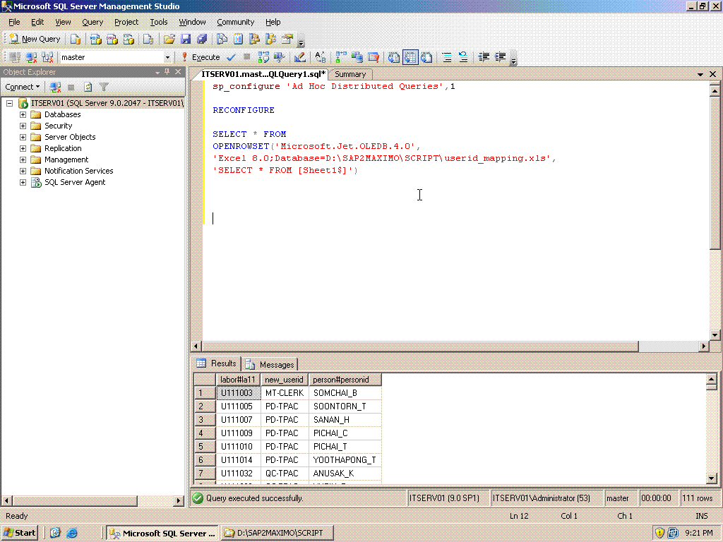  sql server excel 