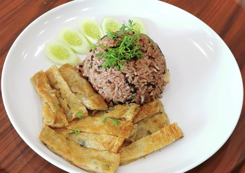 อาหารเจ ข้าวมันเห็ดย่าง