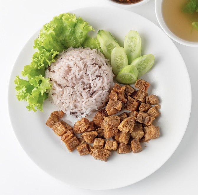 ข้าวหมูกรอบเจที่ไม่มีหมูเป็นส่วนประกอบเลย