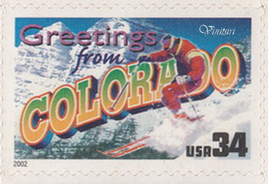 Image result for แสตมป์ greeting from colorado