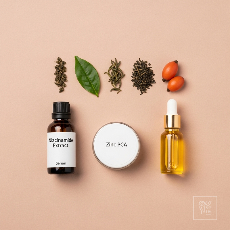 ส่วนผสมของเซรั่ม OEM เช่น Niacinamide และสารบำรุงผิวเฉพาะกลุ่ม